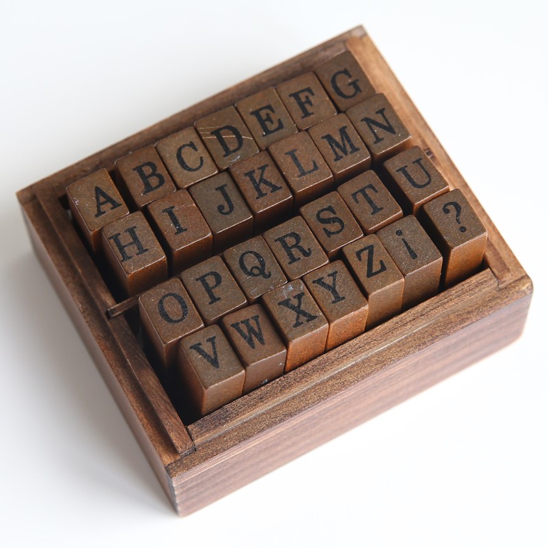 Alphabet Stamps Vintage Wooden Rubber Letter Number Symbol Stamp Set 28 Pcs For Diy Craft Card Making Happy Planner Scrapbooking